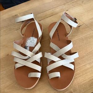 Lucky Brand Women's Cream Strappy Sandals with an ankle strap. Size 8 1/2. New.